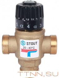 Смесительный клапан STOUT 3/4 НР 20-43°С KV 1,6 м3/ч