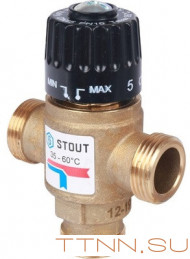 Смесительный клапан STOUT 3/4 НР 35-60°С KV 1,6 м3/ч