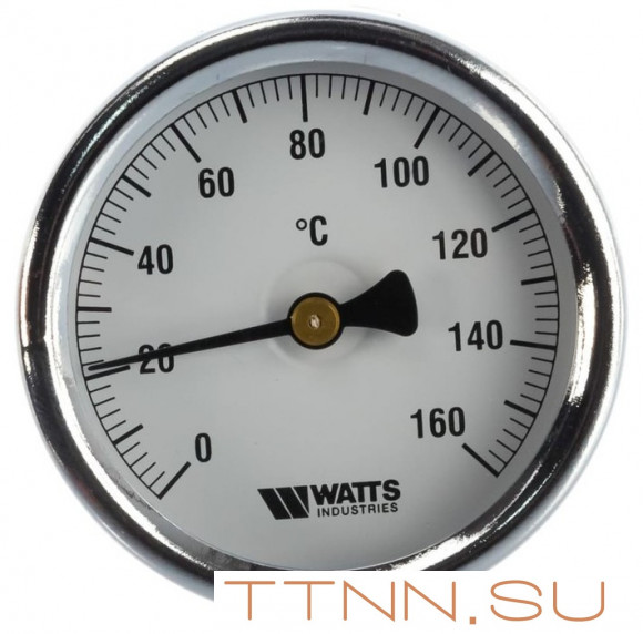 Термометр биметаллический с погружной гильзой Watts F+R801 (T) 100/100 (1/2",160"С)