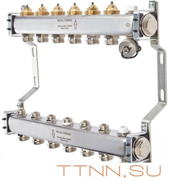 Для отопления Royal Thermo 1" ВР-3/4" НР, 12 выходов, нерж. (RTE 51.112) Для отопления Royal Thermo 1" ВР-3/4" НР, 12 выходов, нерж. (RTE 51.112)