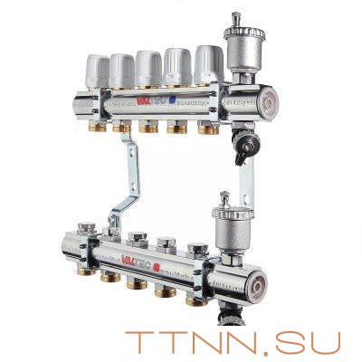 Коллекторный блок Valtec VTc.594.EMNX.0608 1", 8 x 3/4" евроконус