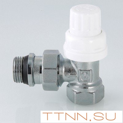 Клапан термостатический для радиатора угловой с дополнительным уплотнением Valtec 1/2" VT.031.NR.04