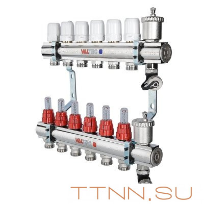 Коллекторный блок Valtec VTc.596.EMNX.0612 1", 12 x 3/4" евроконус