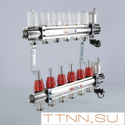 Для отопления VALTEC 1"х11 вых. Евроконус 3/4" с расходомерами в сборе