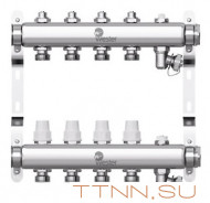 Коллектор нерж. для отопления Wester 1"-3/4 в сборе на 4 выхода с 2 заглушками Коллектор нерж. для отопления Wester 1"-3/4 в сборе на 4 выхода с 2 заглушками