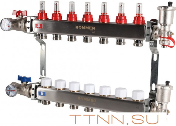 Для отопления Rommer 1"/3/4"x7 с расходомерами (RMS-1210-000007)
