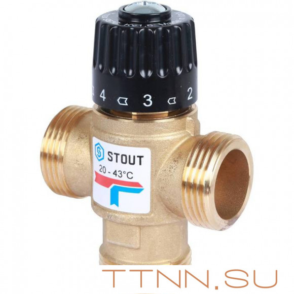 Смесительный клапан STOUT 1 НР 20-43°С KV 1,6 м3/ч Смесительный клапан STOUT 1 НР 20-43°С KV 1,6 м3/ч