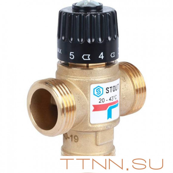 Смесительный клапан STOUT 1 НР 20-43°С KV 1,6 м3/ч Смесительный клапан STOUT 1 НР 20-43°С KV 1,6 м3/ч