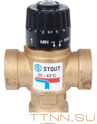 Смесительный клапан STOUT 3/4 ВР 20-43°С KV 1,6 м3/ч Смесительный клапан STOUT 3/4 ВР 20-43°С KV 1,6 м3/ч